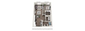 a stylized floor plan of a 1 bedroom floor plan