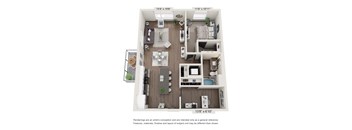 a 3d floor plan of a studio apartment