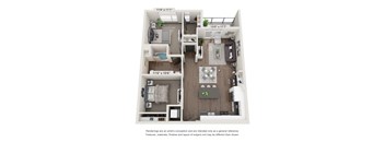 a 3d floor plan of a studio apartment