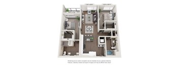 a 3d floor plan of a bedroom with a bathroom