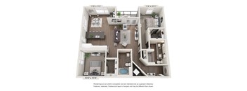 a 3d floor plan of a studio apartment