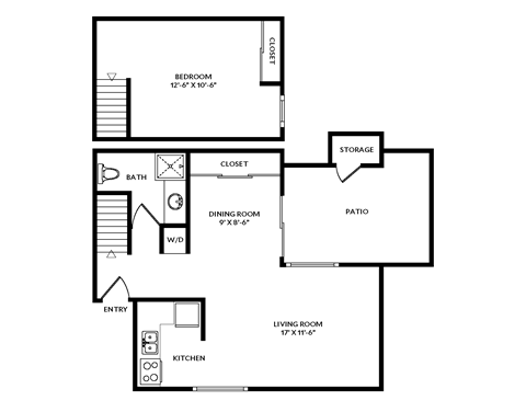 A black and white image of a floor plan for a home.