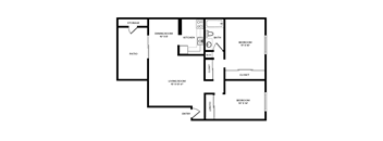 A black and white image of a house floor plan.