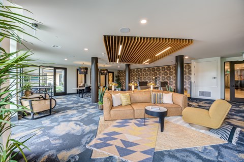 a view of the lobby at the bradley braddock road station apartments