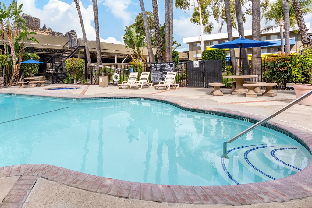 the swimming pool at our apartments in palm springs
