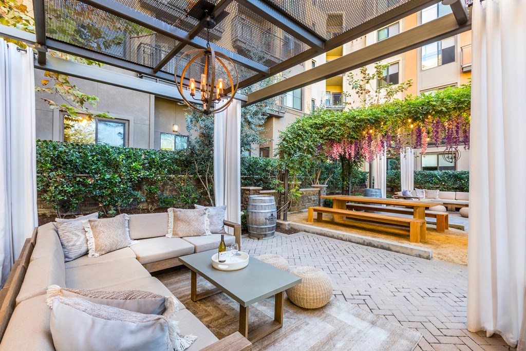 a living room with couches and a table