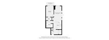 A floor plan of a home with a living room, dining room, kitchen, bathroom, and bedroom.