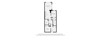 A floor plan of a house with a living room, two bedrooms, a kitchen, a bath, and an entry.