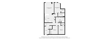 A floor plan of a house with a living room, dining room, kitchen, and three bedrooms.