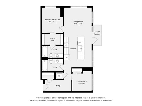A black and white drawing of a house layout.
