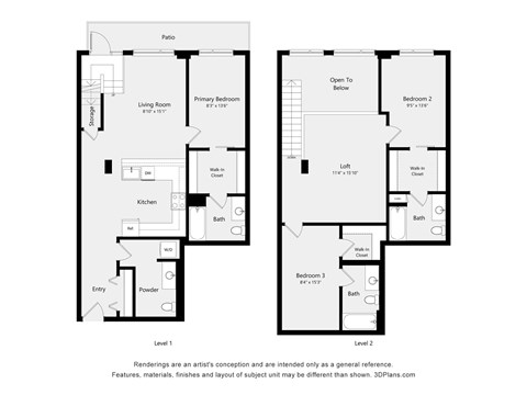 A black and white image of a two level house plan.