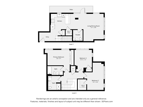 A floor plan of a two level residential building.