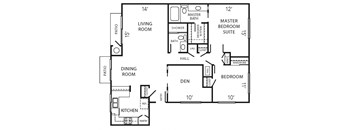 a floor plan of a house with bedrooms and a living room