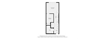 A floor plan of a small apartment with a living room, bedroom, and bathroom.