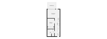 a floor plan of a unit with a bedroom and a living room