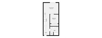 a floor plan of a unit with a bedroom and a living room