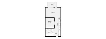 a floor plan of a unit with a bedroom and a living room