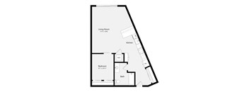 a floor plan of a house with a wedge shaped floor plan to show the floor