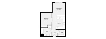 a floor plan of a unit with a bedroom and a living room