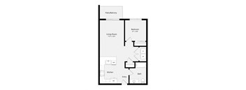 a floor plan of a 1 bedroom floor plan