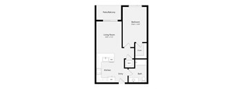 a floor plan of a unit with a bedroom and a living room