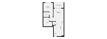 a floor plan of a unit with a bedroom and a living room