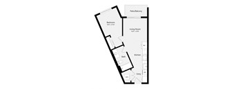 a floor plan of a unit with a bedroom and a living room
