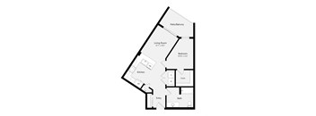 a floor plan of a unit with a bedroom and a living room