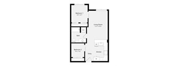 a floor plan of a room with a bedroom and a living room