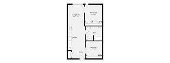 a floor plan of a room with a bedroom and a living room