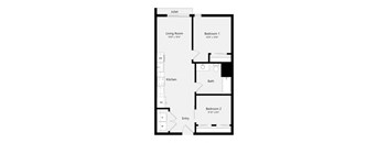 a floor plan of a unit with a bedroom and a living room