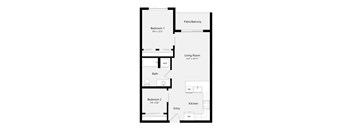 a floor plan of a unit with a bedroom and a living room