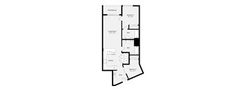this floor plan is an approximation of the floor plan for a 1 bedroom apartment