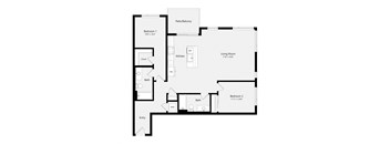 a floor plan of a house with a bedroom and a living room