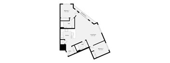 a floor plan of a unit with a bedroom and a living room