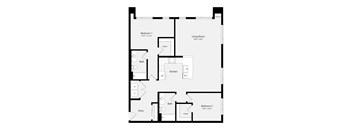 a floor plan of a unit with a bedroom and a living room