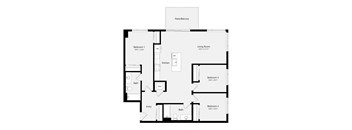 a floor plan of an open floor plan with a bedroom and a living room