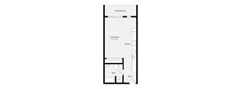 a floor plan of a unit with a bedroom and a living room