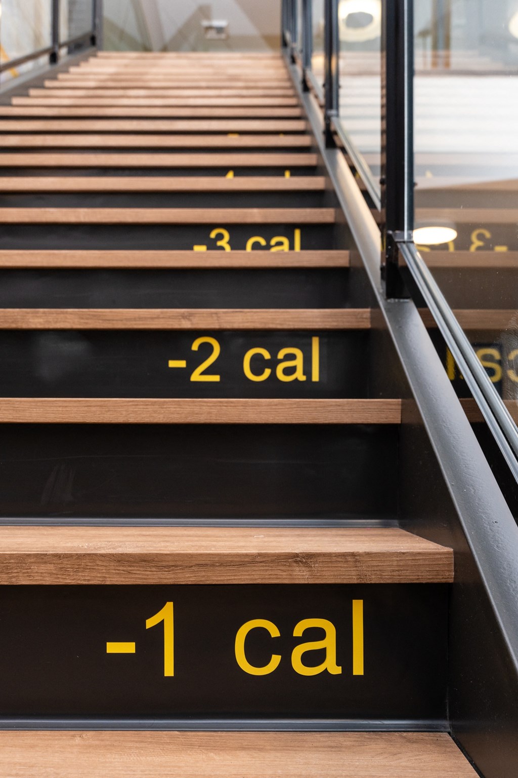 a set of stairs with numbers on the side of them