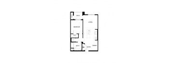 a floor plan of a house with a bedroom and a living room
