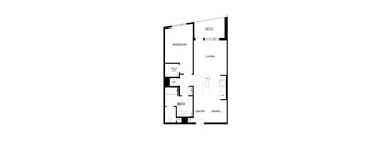 a floor plan of a unit with a bedroom and a living room