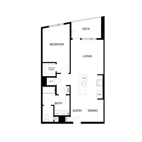 a floor plan of a unit with a bedroom and a living room