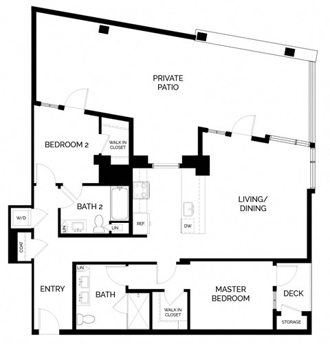 floor plan of the upper level of the home including the living room and dining room