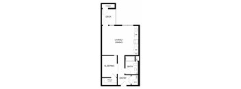 a floor plan of a small house with a bedroom and a living room