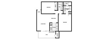 La Serena Rowland Heights, CA 2x2 Bedroom Floor Plan 965 SF