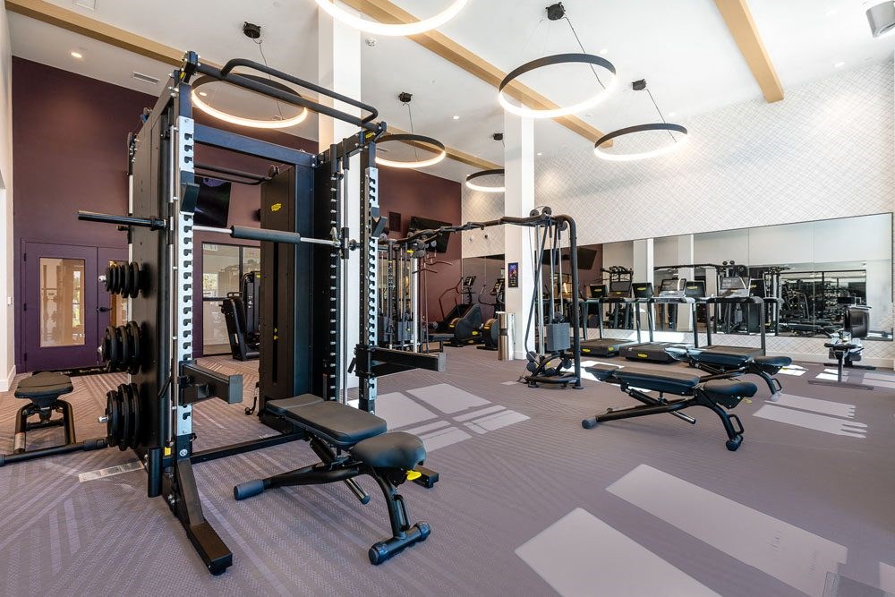 fitness center with weight training equipment