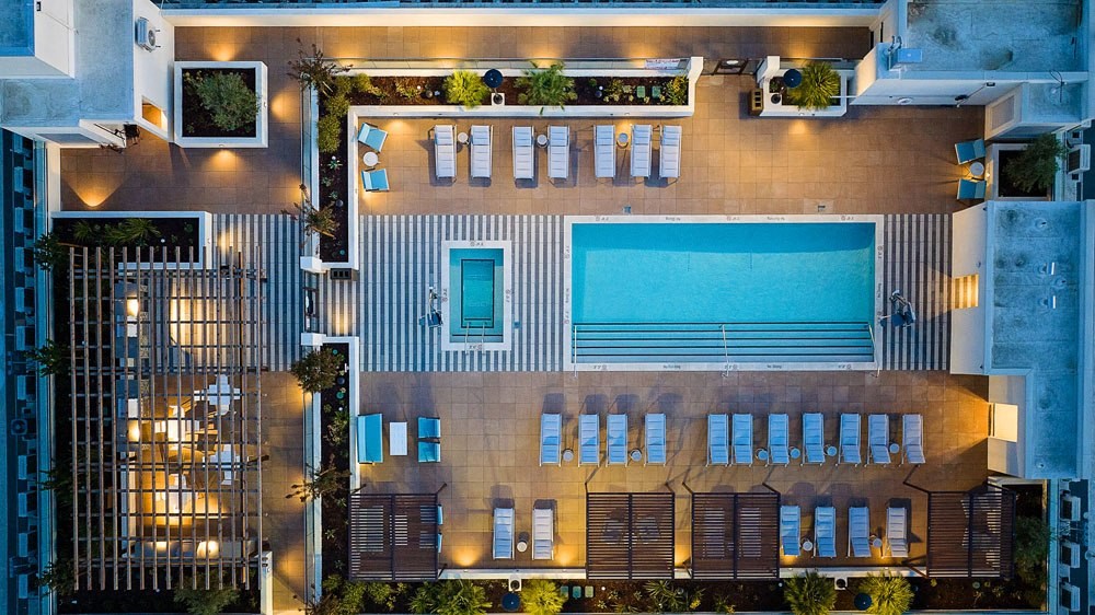 rooftop pool aerial view