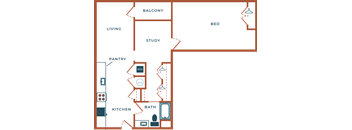Legacy at Fitz Aurora  CO A03B.2 One Bedroom with Study 1090 SF