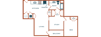 Legacy at Fitz Aurora CO A04B.2 One Bedroom with Study 976 SF