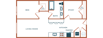 Legacy at Fitz Aurora CO B01B One Bedroom with Study 919 SF